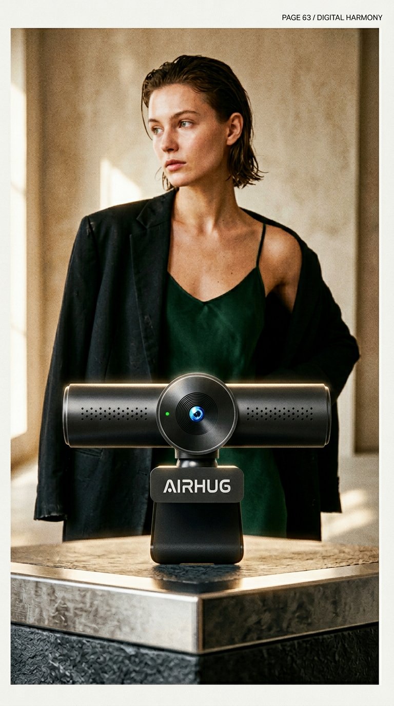 AI product shot of 2K Webcam with Noise Canceling Microphones, USB Web Cam for Computer and Laptop Plug & Play, Web Camera with Privacy Cover, 71°Wide-Angle,for Streaming and Conferencing,Compatible Skype Zoom YouTube