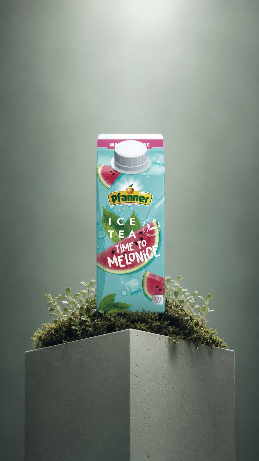 AI product shot of Pfanner Eistee Wassermelone - 8x0.75L