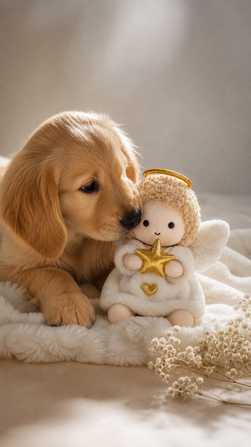 AI product shot of My Angel Messenger™ Plush Angel, Storybook & Keepsake Gift Box