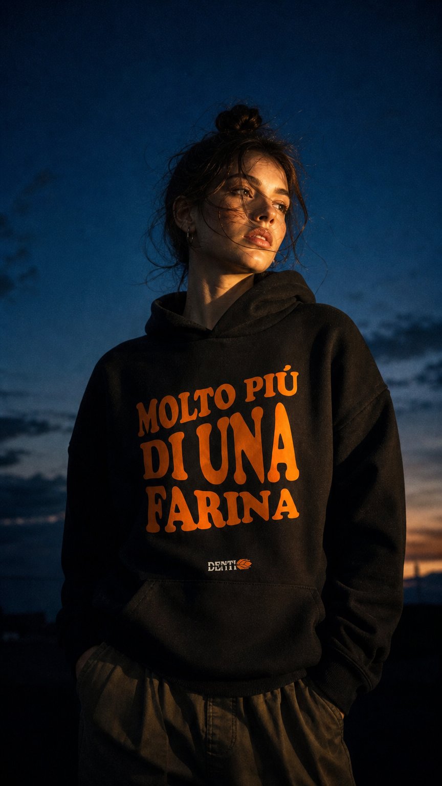 AI product shot of Felpa "Molto più di una farina"