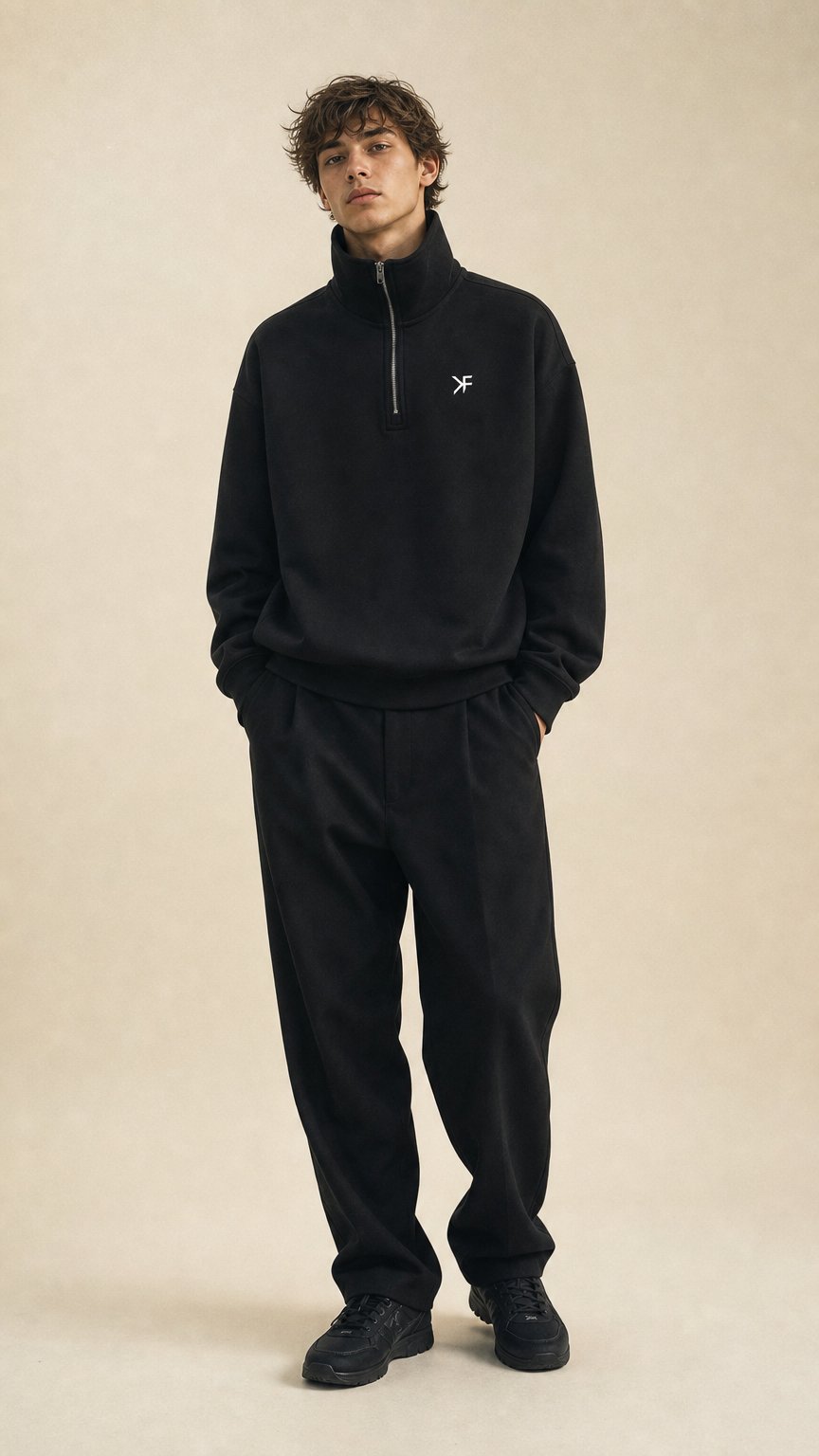 AI product shot of ESSENTIAL Quarter-Zip Drop Shoulder Sweatshirt