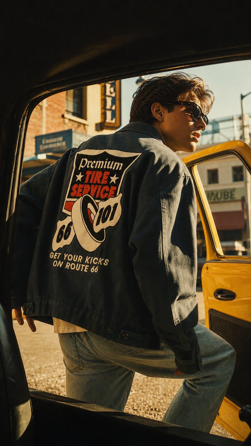 AI product shot of Fits Large to XL - "I Love So-Cal" Jacket ( marine green )