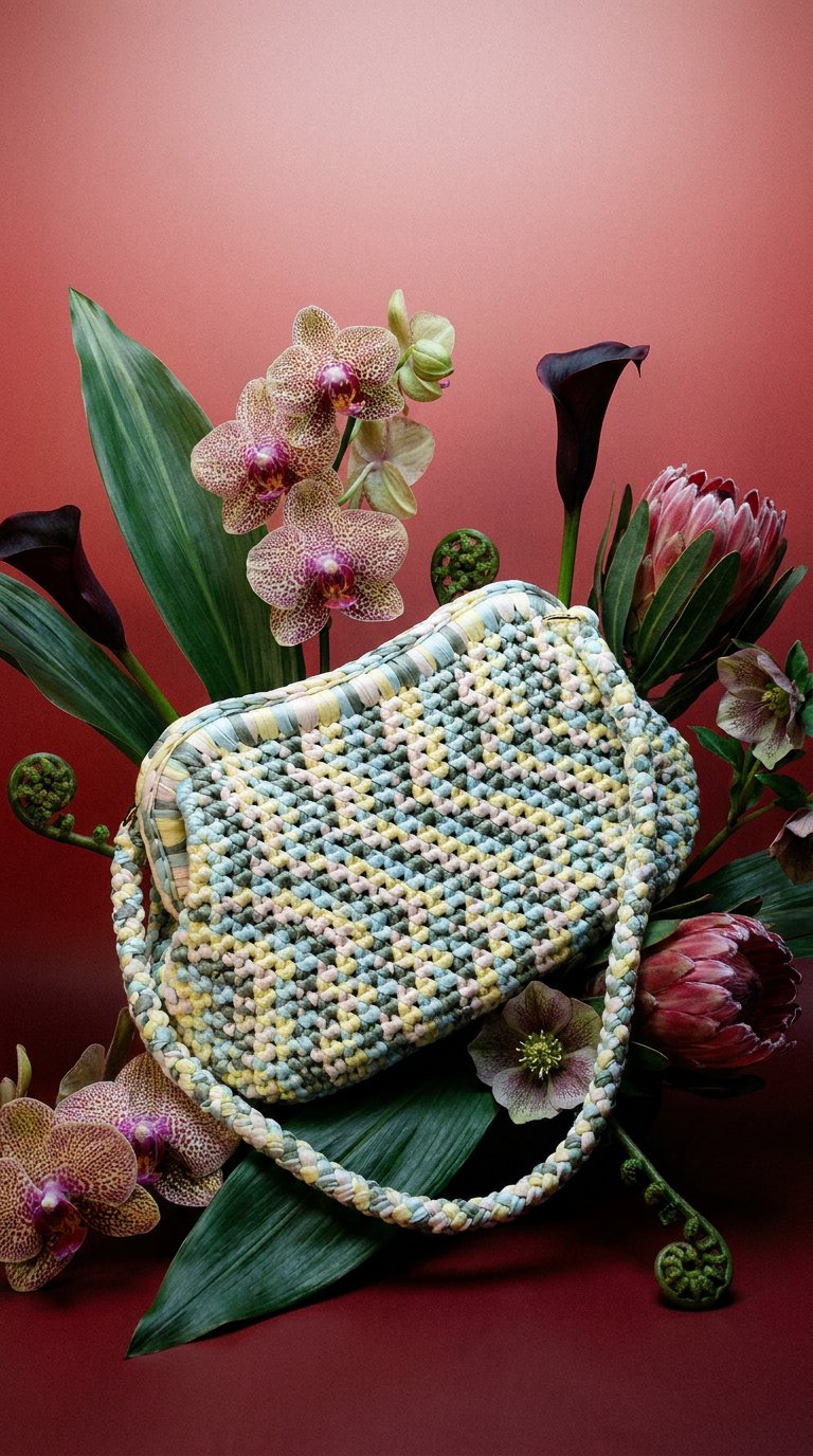 AI product shot of Sac à main Mona blanc/jaune/bleu/vert