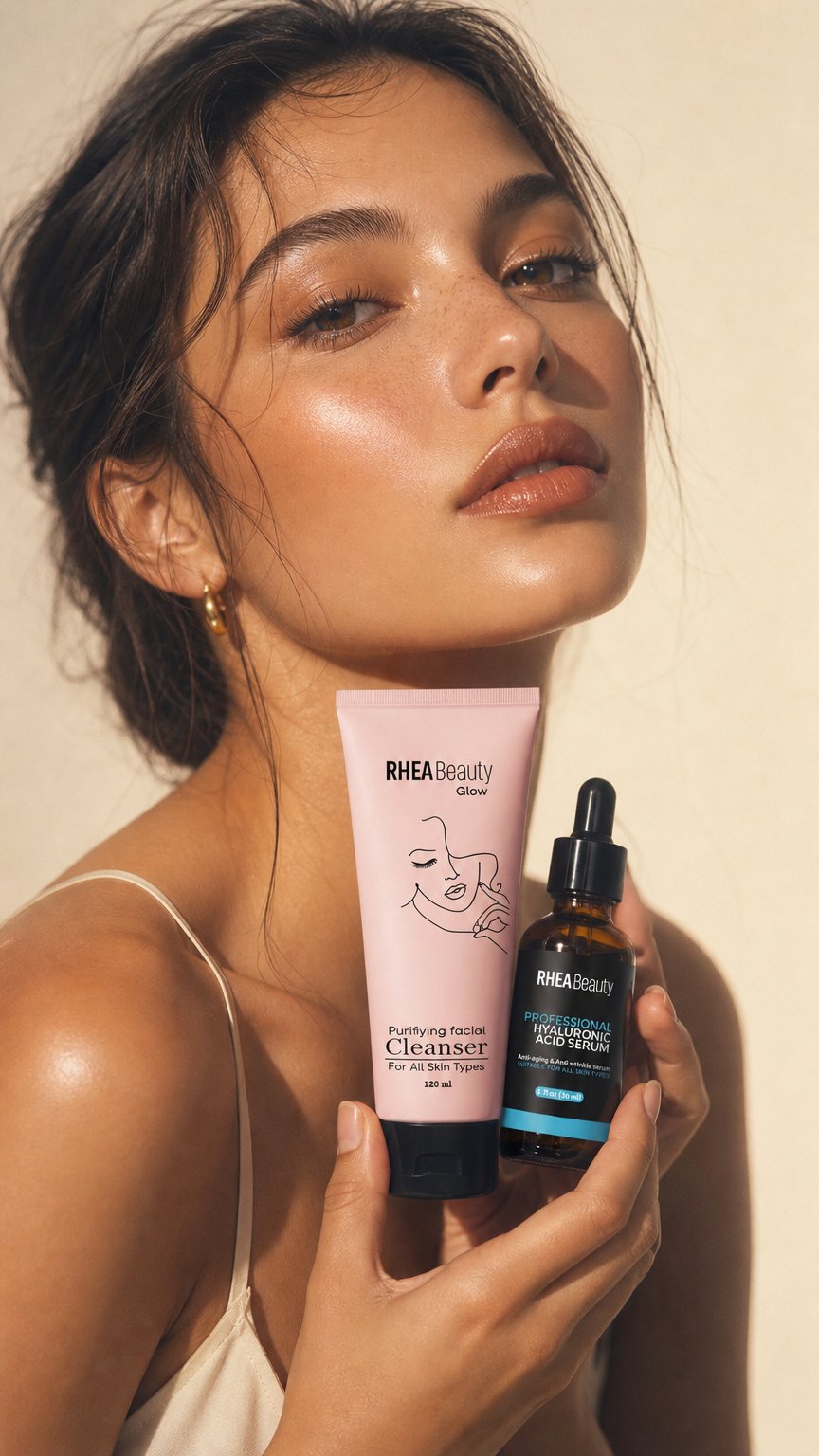 AI product shot of Hyaluronic acid and cleanser offer