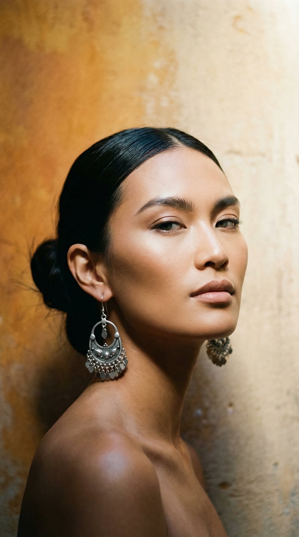 AI product shot of Silver Veils - Petal Chandelier Earrings