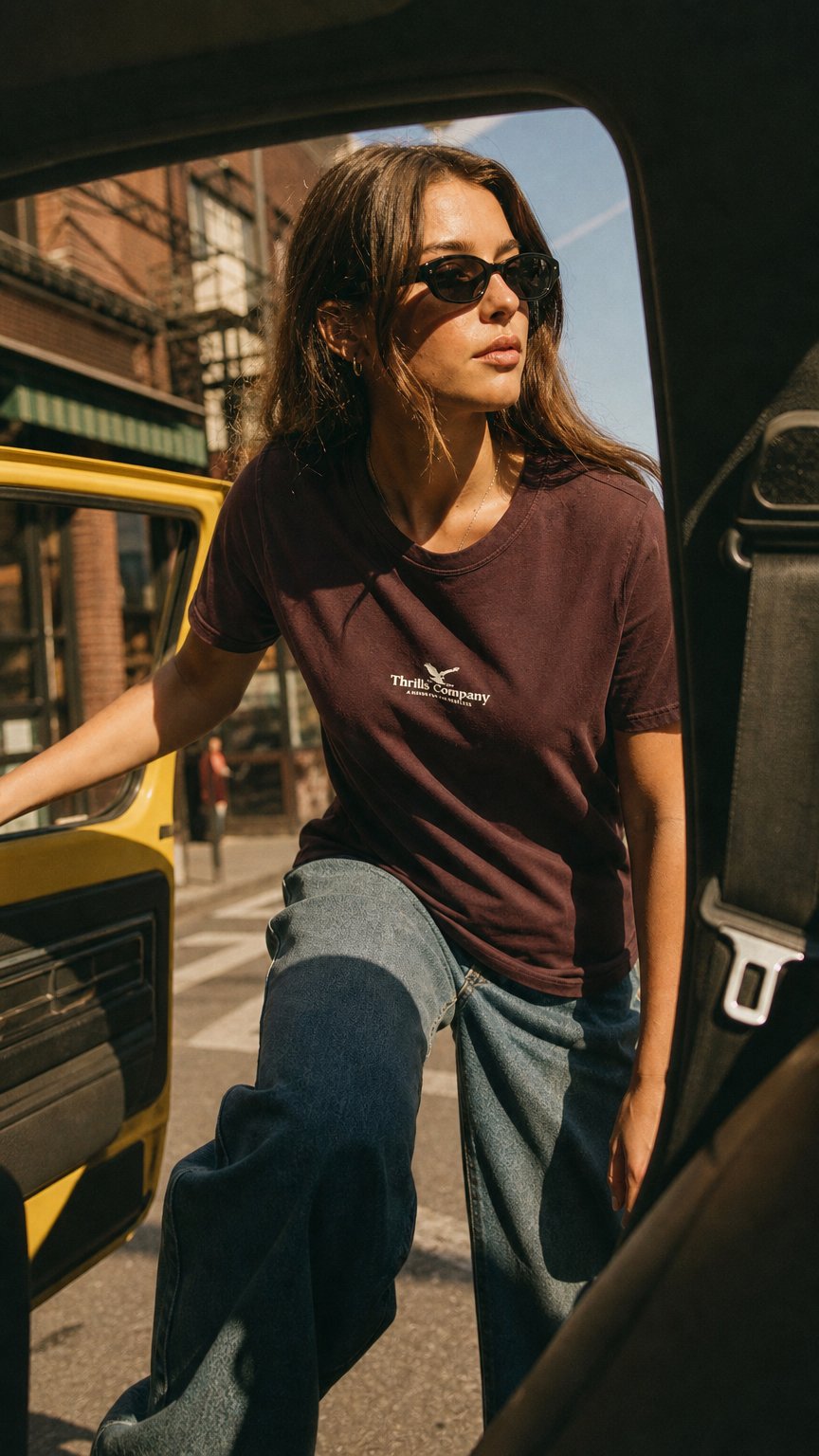 AI product shot of Haven For The Reckless Relaxed Tee - Aubergine