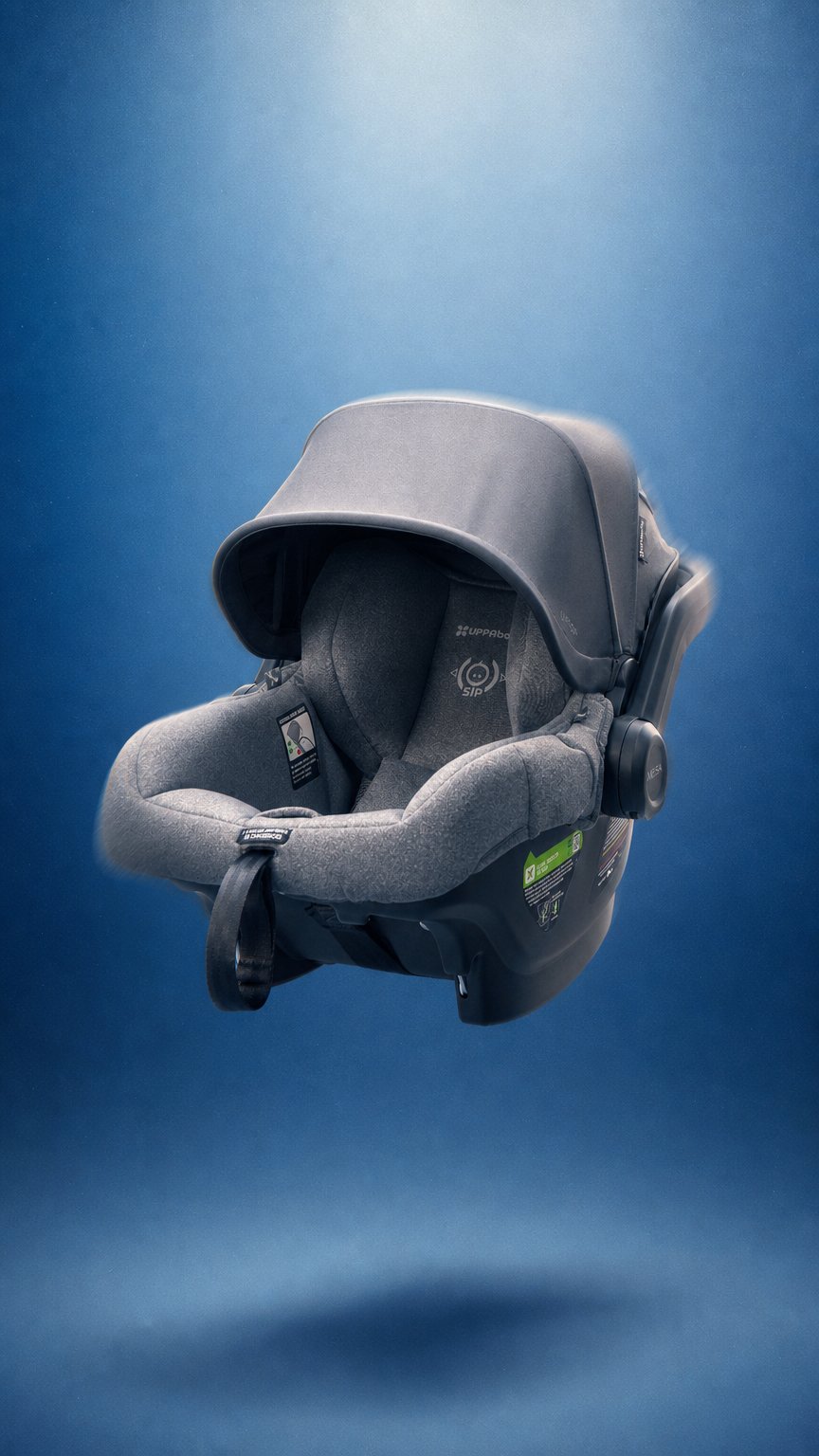 AI product shot of UPPAbaby Mesa Car Seat Capsule - Charcoal Melange (Greyson)