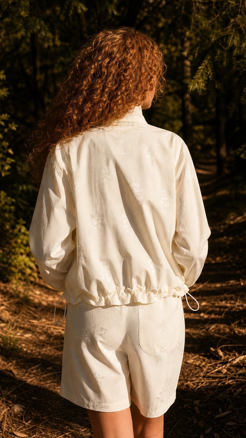 AI product shot of CF. EXCLUSIVES TRACK JACKET flower jacquard