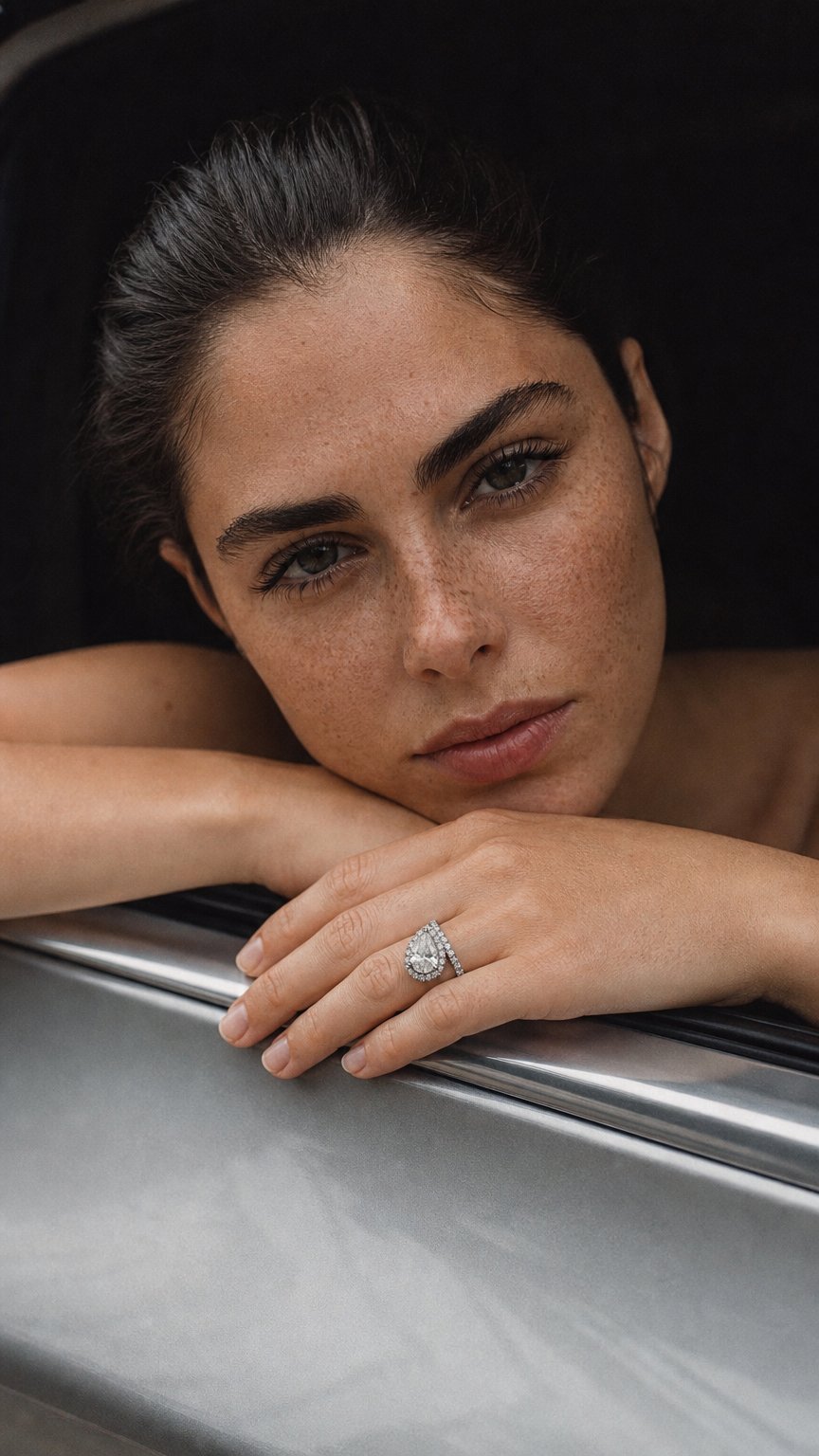 AI product shot of Teardrop Solitaire Ring