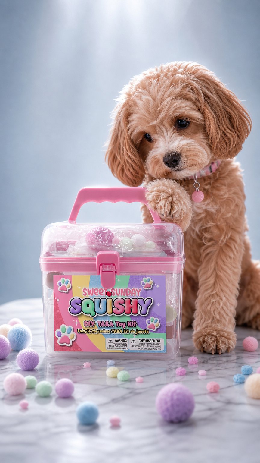AI product shot of TABA SQUISHY KIT - DIY Paw Print Squishy Maker for Kids