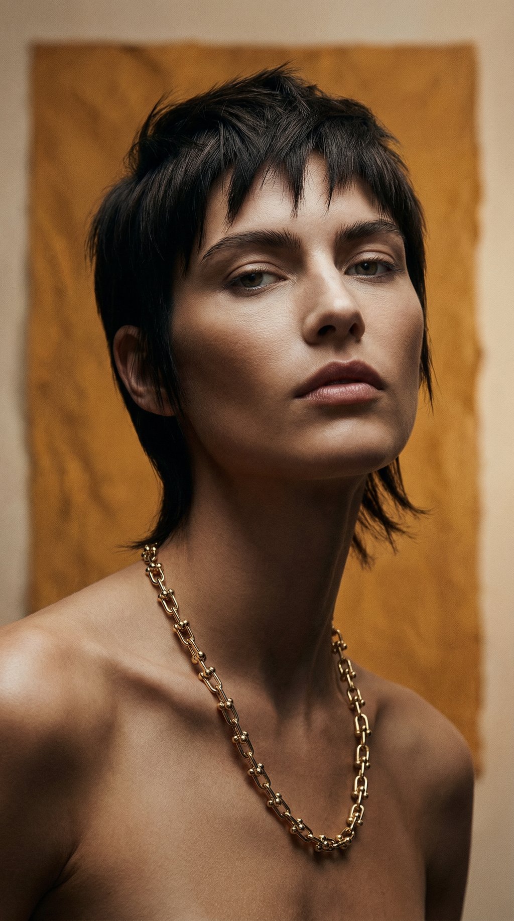 AI product shot of Tiffany HardWear Micro Link Necklace in Yellow Gold