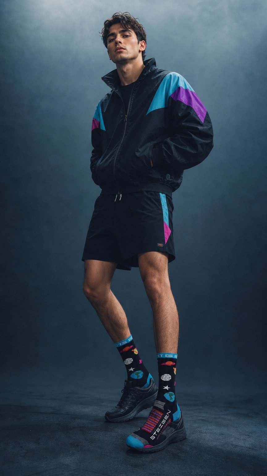 AI product shot of Solar System løpesokk – 3/4