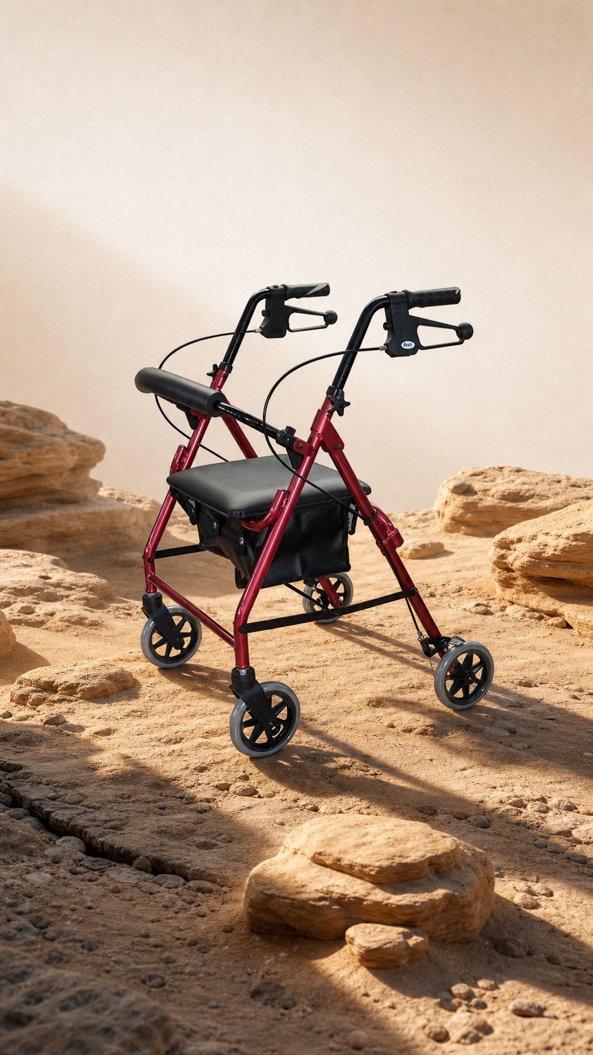 AI product shot of Days 102 Rollator, 6 inch Wheels, Red