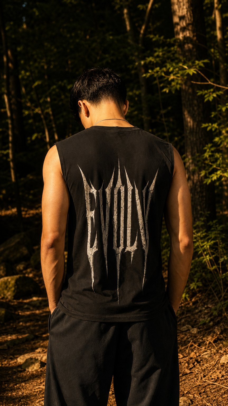 AI product shot of Acension Cut-Off Tee (Black)