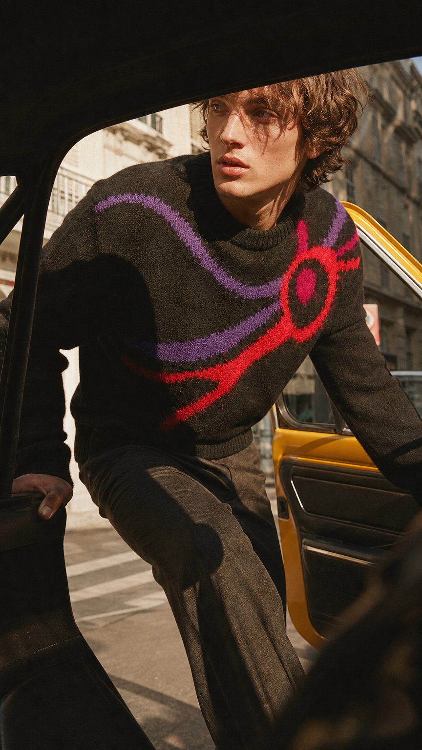AI product shot of SWEATER WITH MULTI COLOR DETAILS