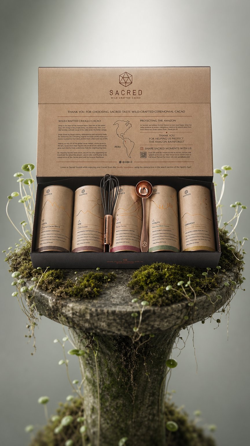 AI product shot of Sacred Cacao Bundle + Starter Kit