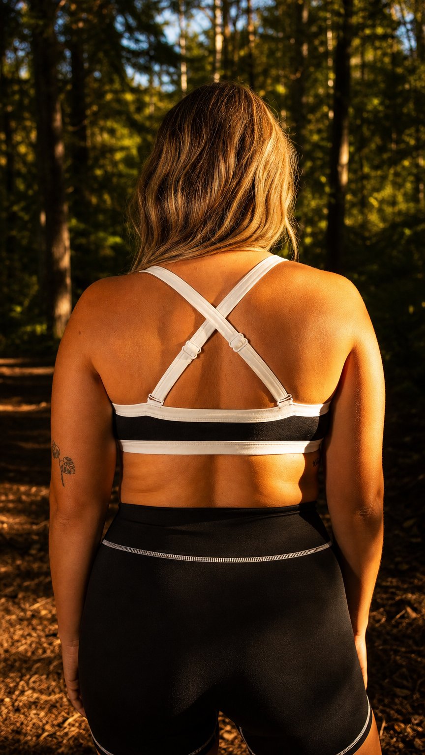 AI product shot of COLOR BLOCK SPORTS BRA - BLACK