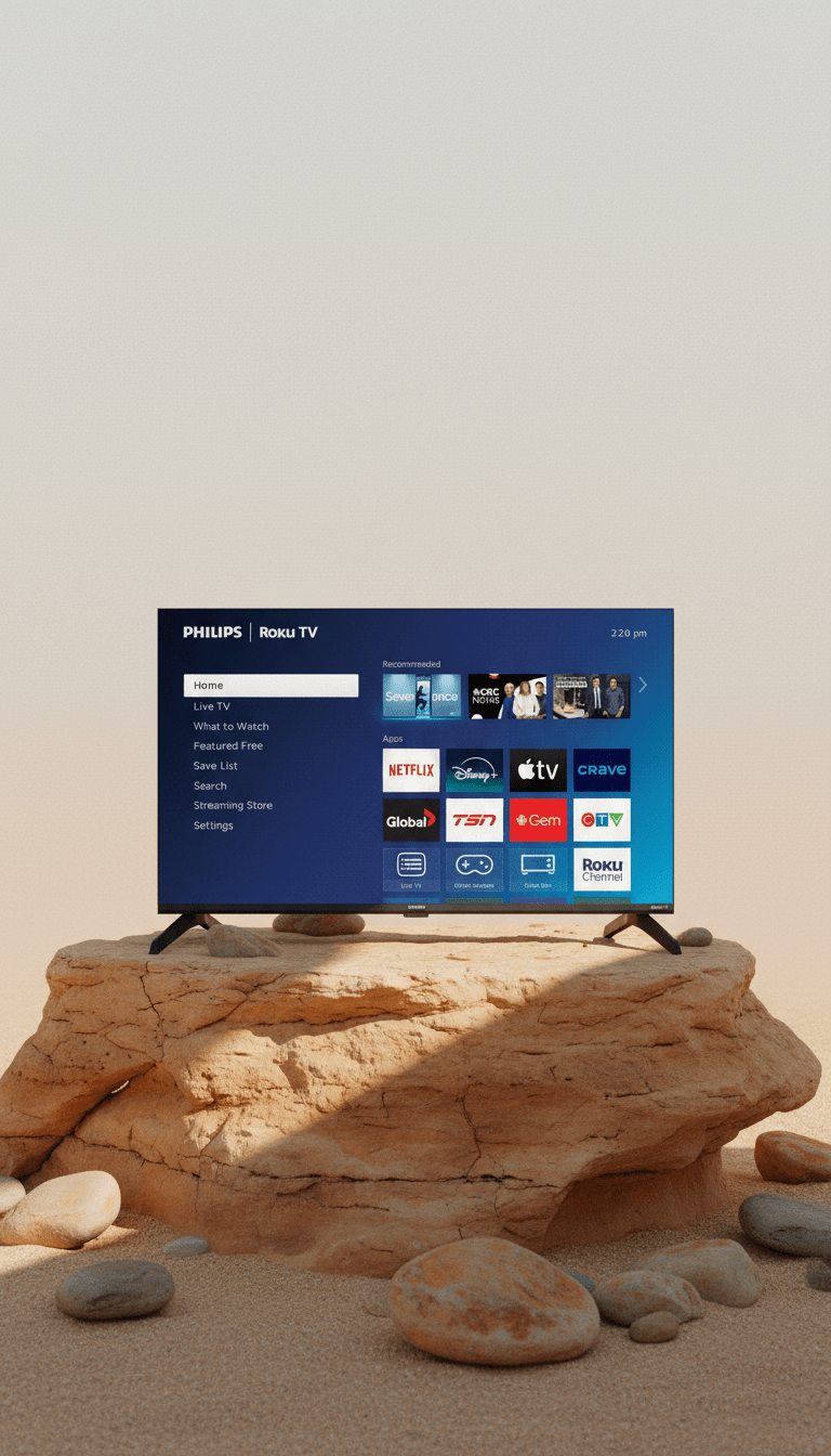 AI product shot of PHILIPS 32" FHD QLED SMART TV, 32PFL7975/F6