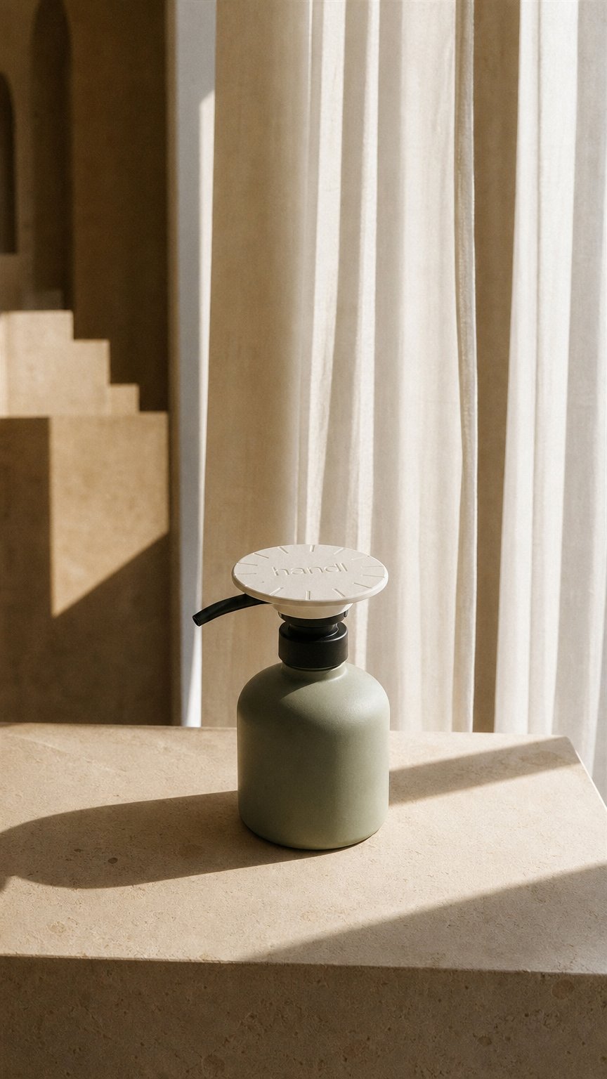 AI product shot of PALM by handl - Soap & Lotion Pump Press Aid