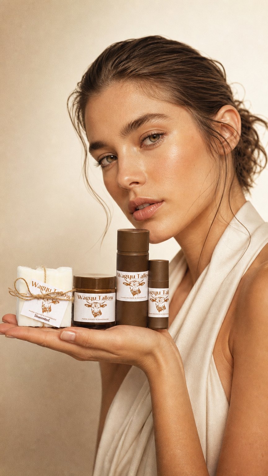AI product shot of Wagyu Wellness Co. Tallow Products