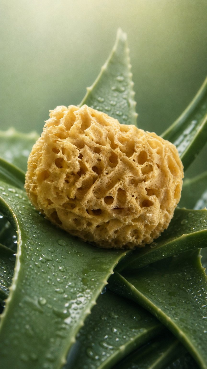 AI product shot of Natural Sea Sponges for Bath and Shower