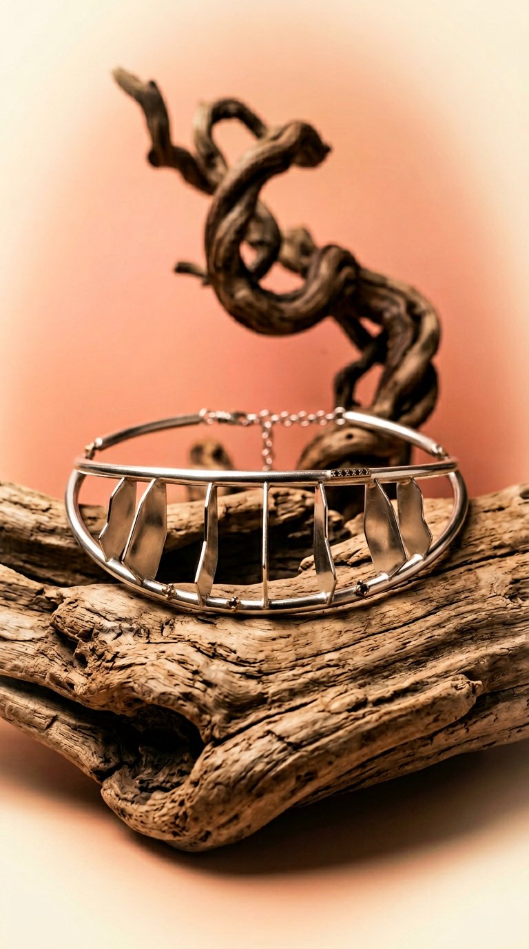 AI product shot of ‘Jupiter’ Sterling silver choker