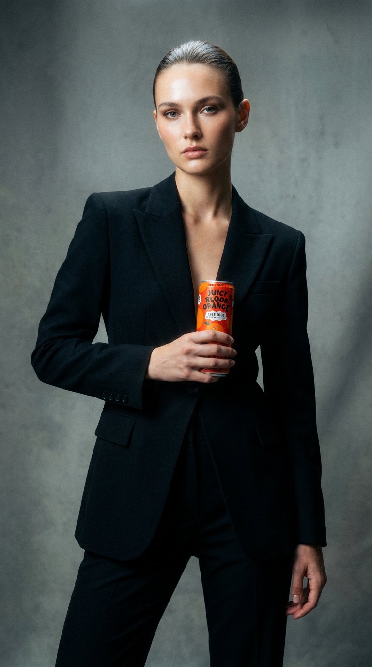 AI product shot of Blood Orange Live Soda
