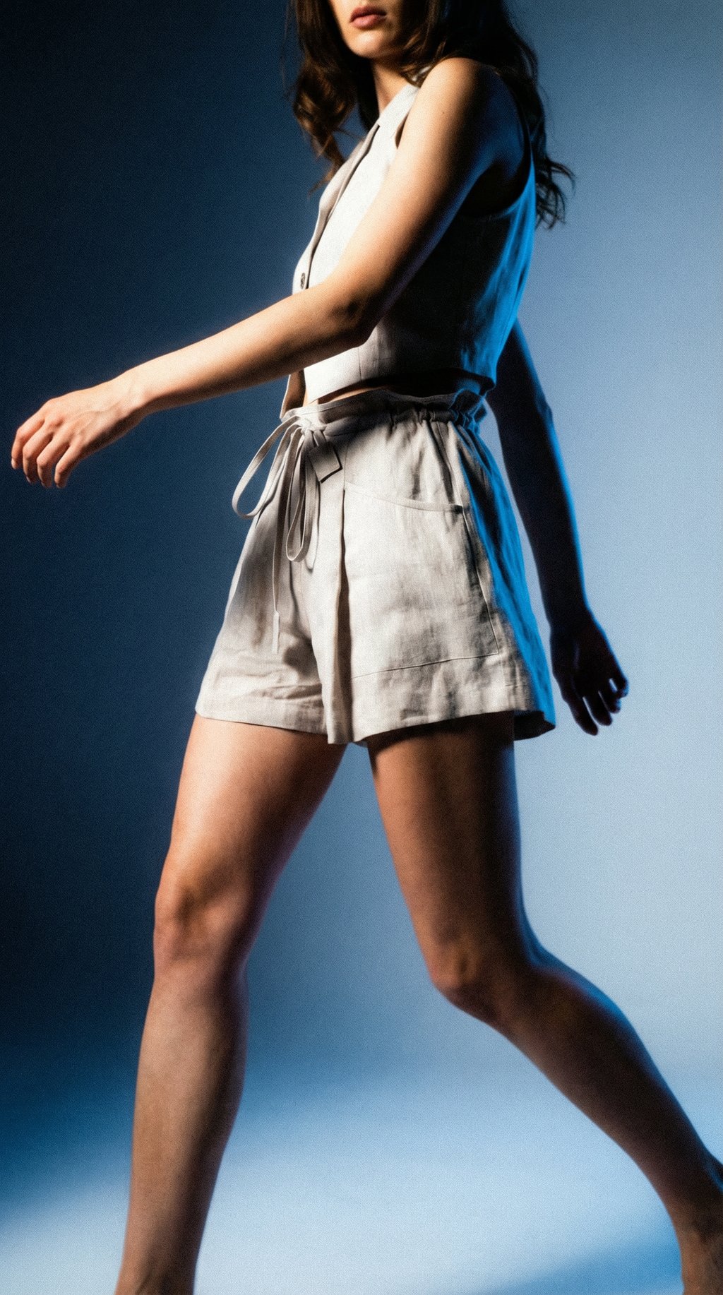 AI product shot of Taupe Hemp Wrap Shorts