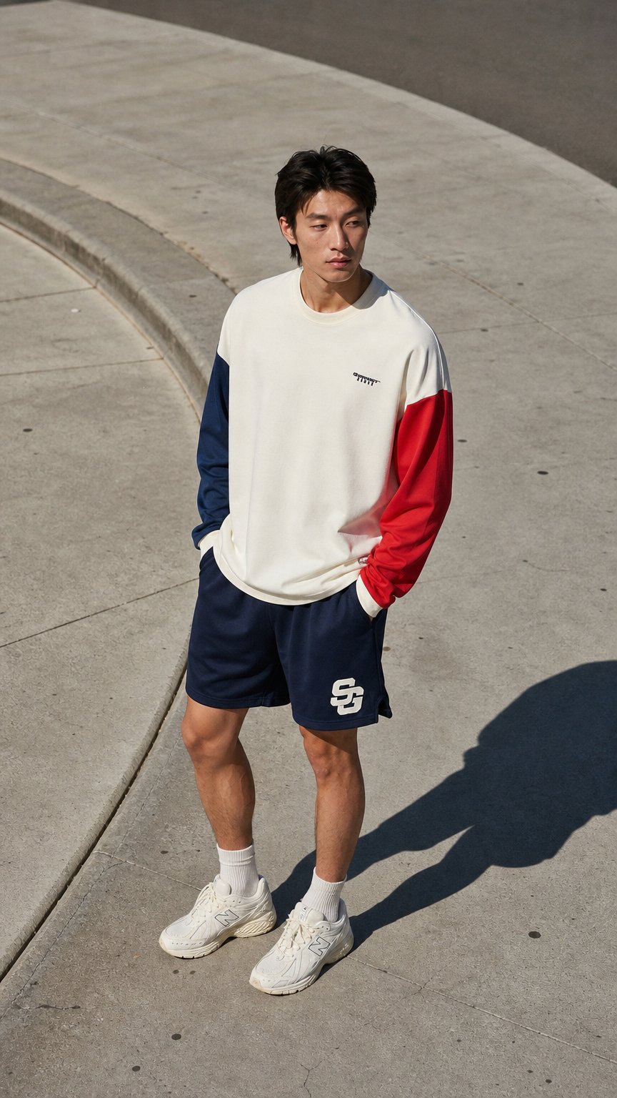 AI product shot of CONTRAST CROP LONG SLEEVE TEE - MULTI