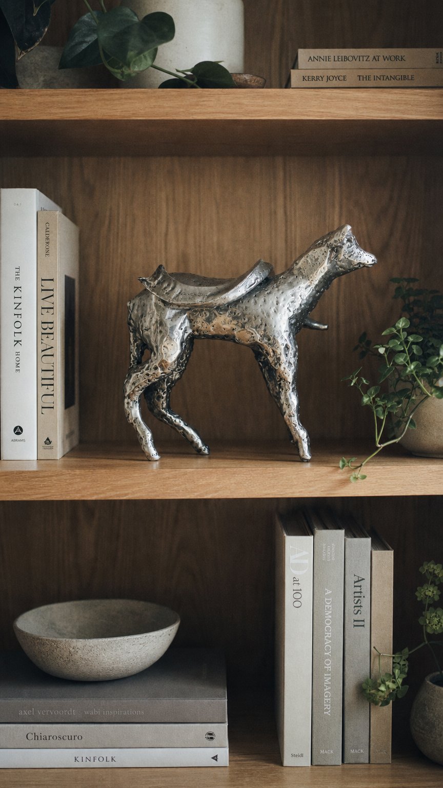 AI product shot of Casted Aluminum Lamb sculpture by artist Levi De Jong.