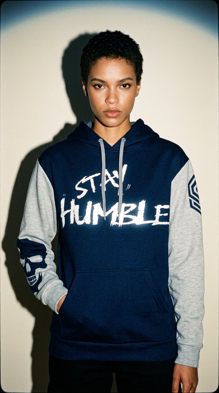 AI product shot of Stay Humble Collection - Blue/Gray
