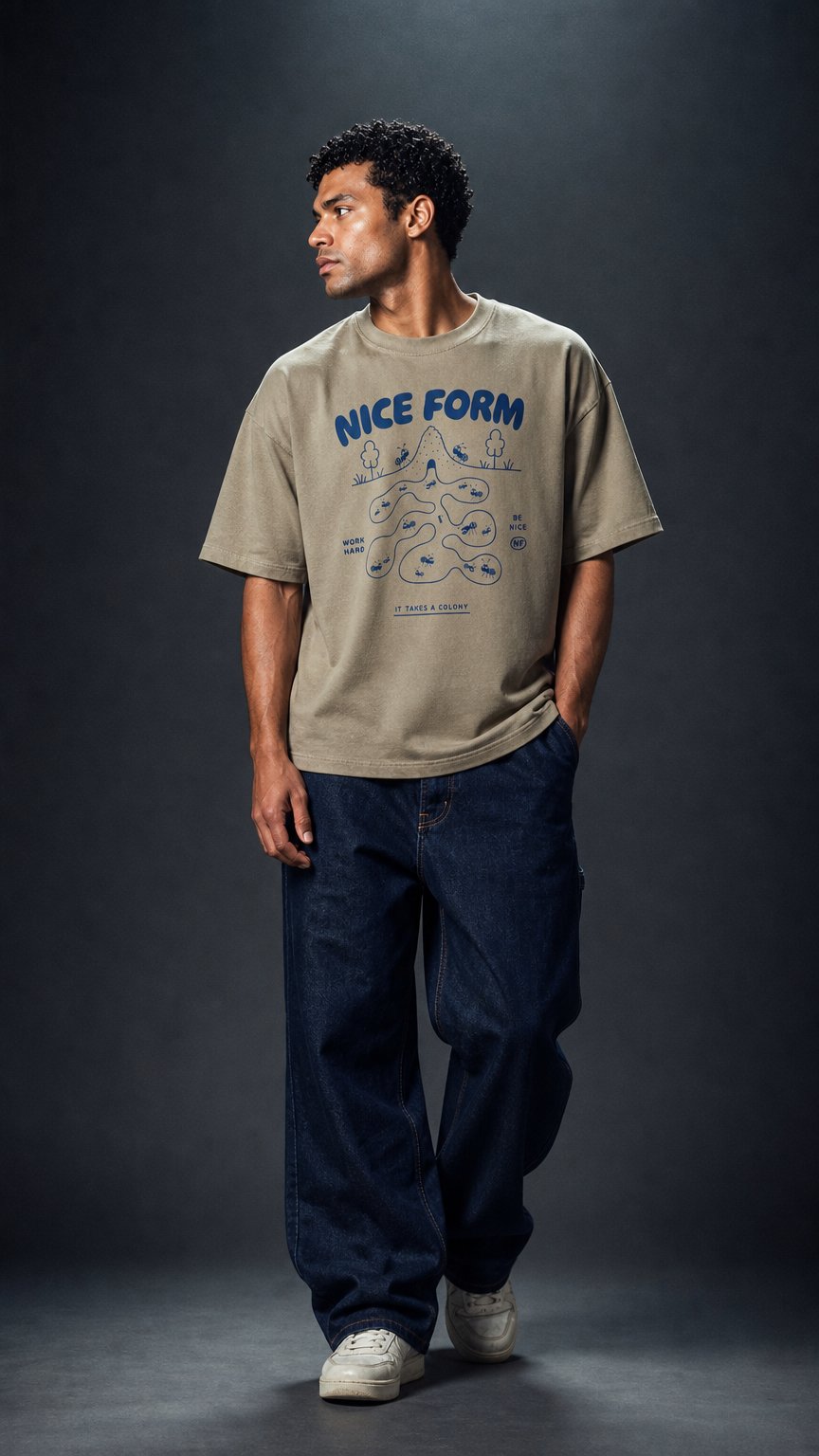 AI product shot of "It Takes a Colony" Boxy Tee