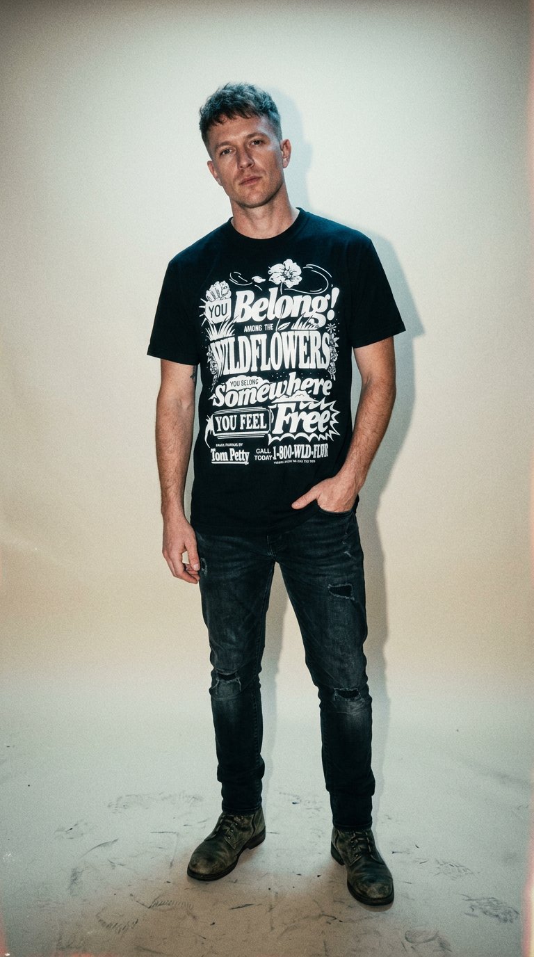 AI product shot of Wildflowers Lyrics tee