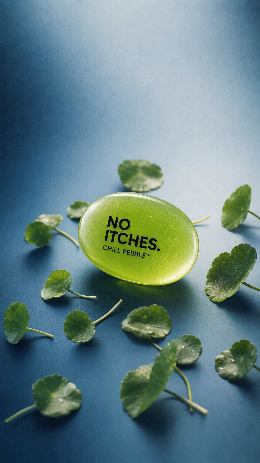 AI product shot of NO ITCHES. Cooling Skincare Ritual