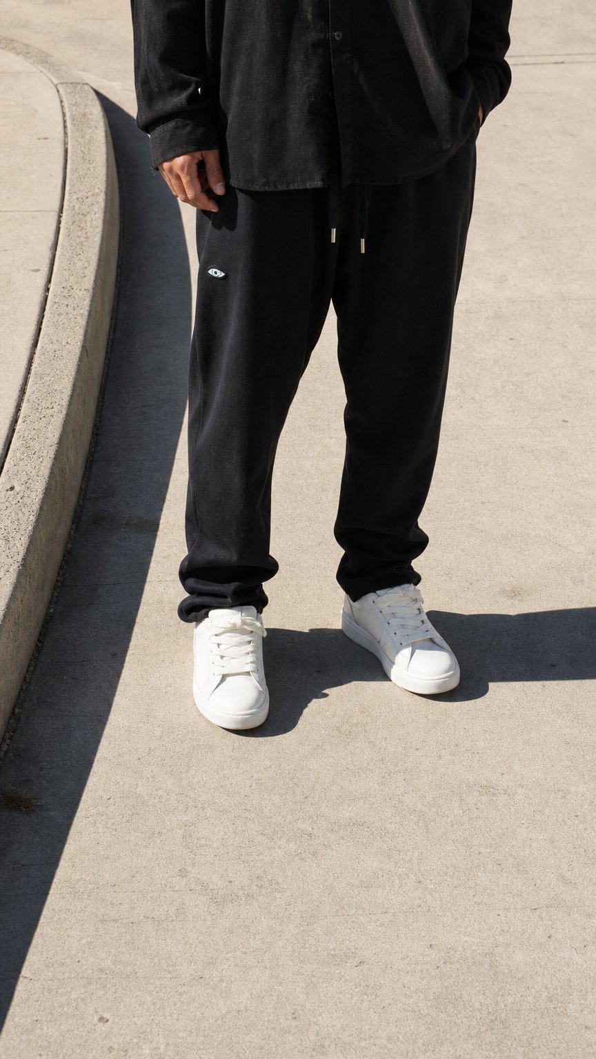 AI product shot of Soft Linen Set - Black | Long Sleeve & Pants