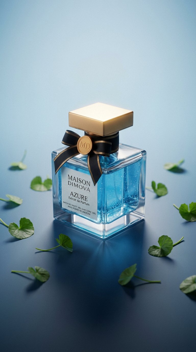 AI product shot of Maison Dimova Azure Extrait de Parfum