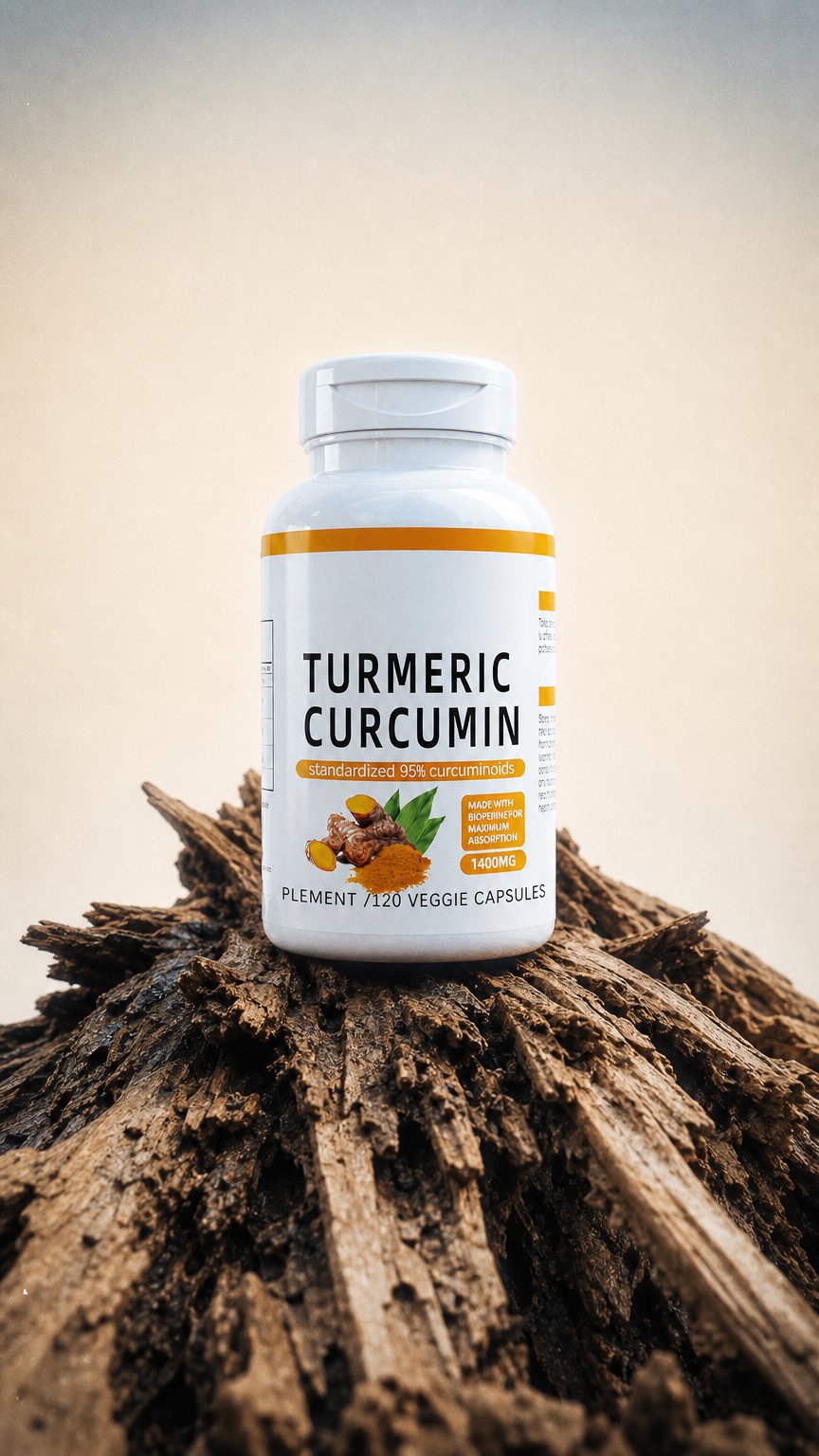 AI product shot of Natural Compound Curcumin Capsules