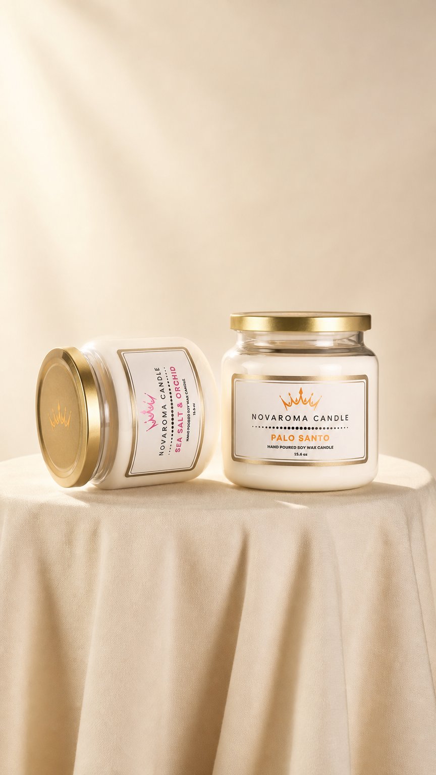 AI product shot of Novaroma Candle