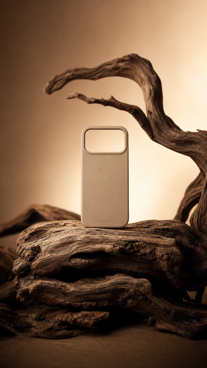 AI product shot of KAYSLY Silikonskal för iPhone 17 Pro Max – Beige