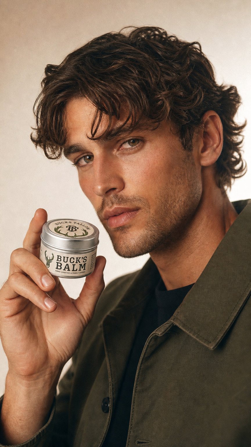 AI product shot of Buck's Balm