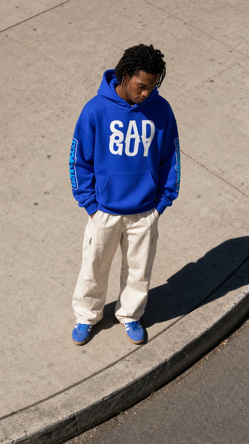 AI product shot of Sadguy® Fleece Hoodie II