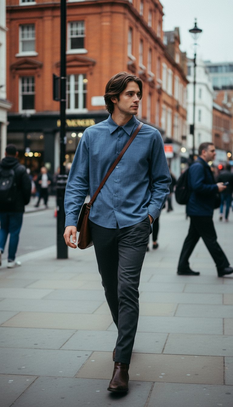 AI product shot of DIALLO CLASSIC CHAMBRAY SHIRT