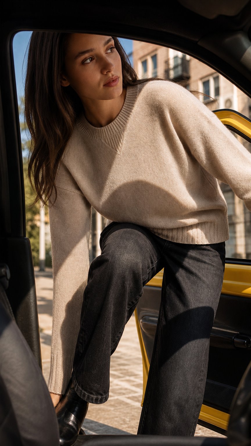 AI product shot of Sheer Luxury 7gg Cashmere Sport Crew