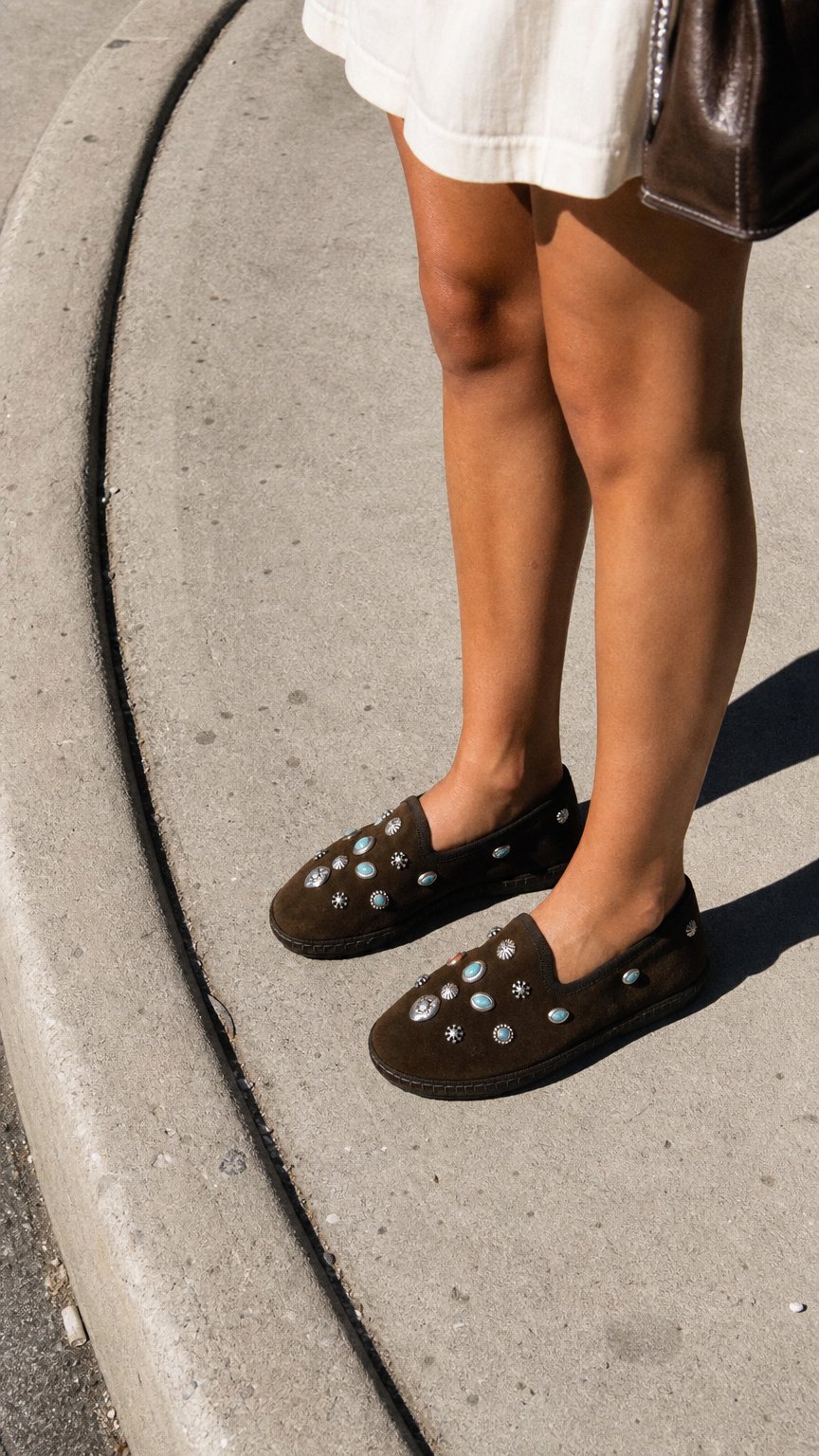 AI product shot of Frutate Suede Friulane with Studs