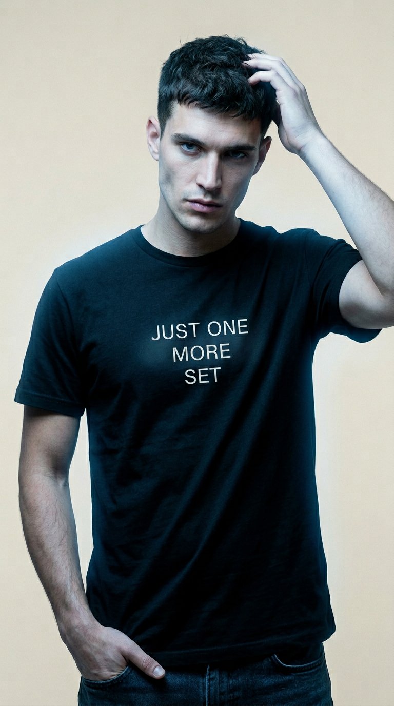 AI product shot of Just One More Set Tee 🔥 Viral Favorite - For the Ones Who Never Stop at One
