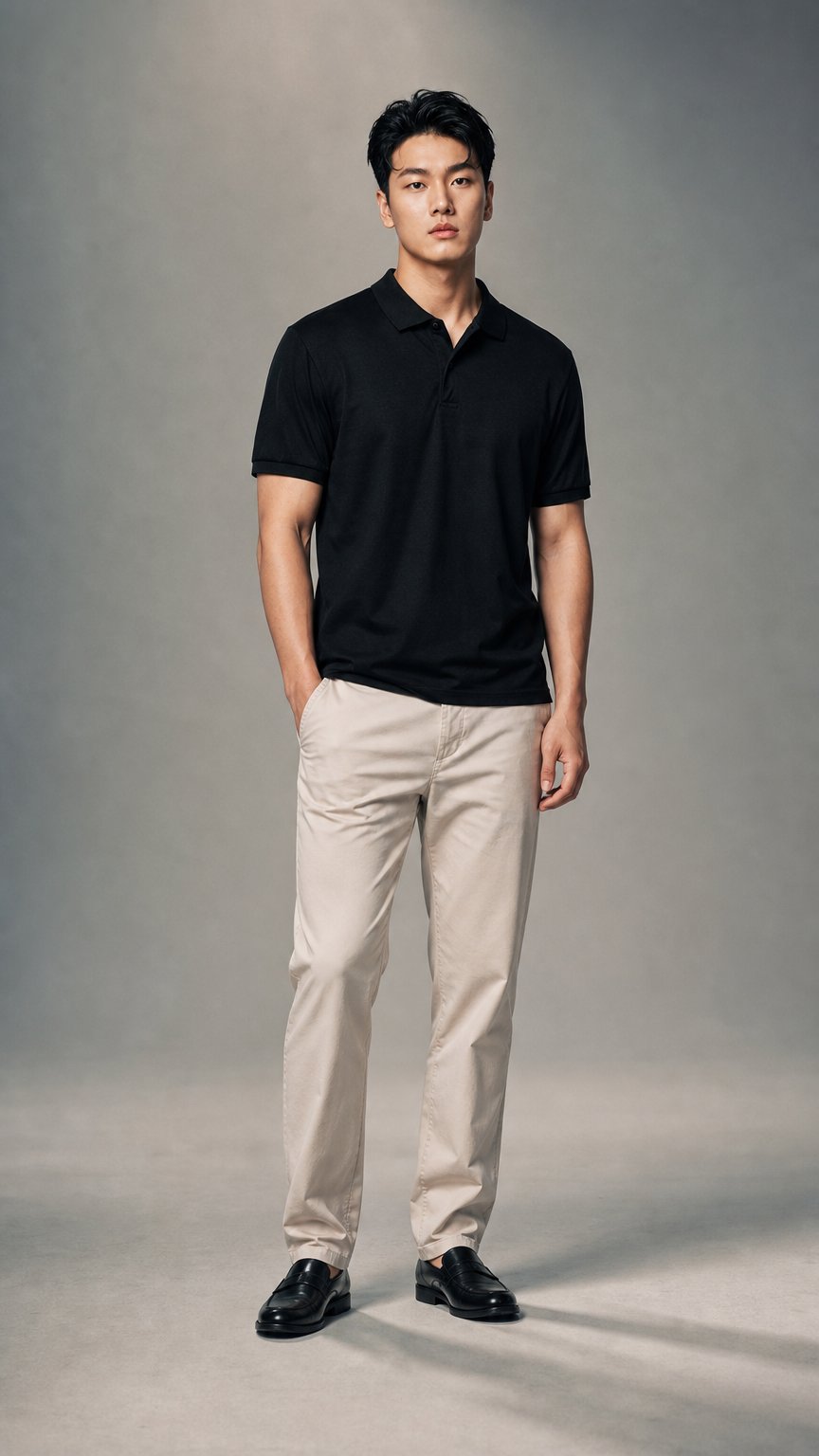 AI product shot of 男裝全棉絲光短袖polo衫