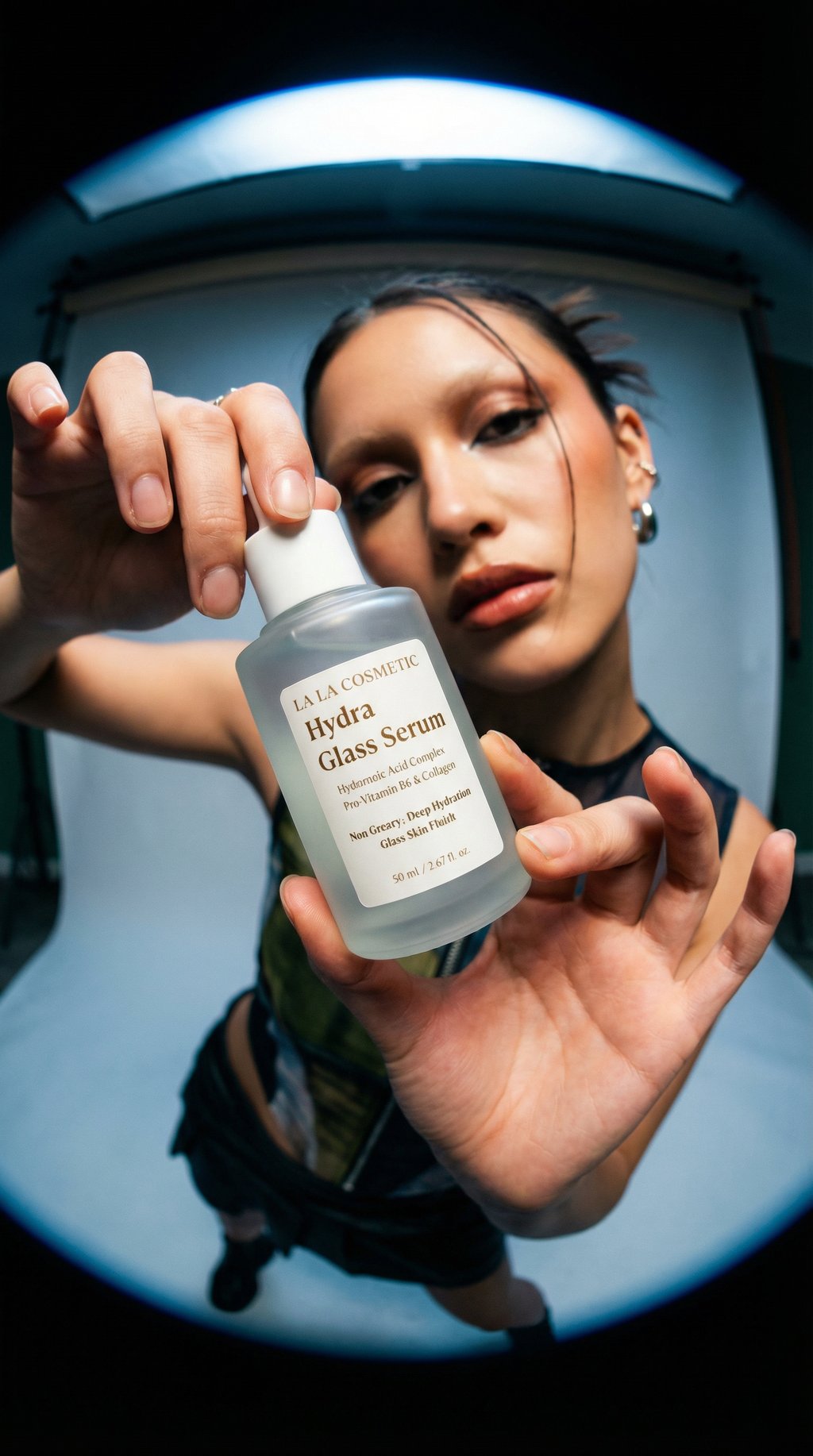 AI product shot of Hydra Glass Serum 50ml – Daily Hydration for All Skin Types