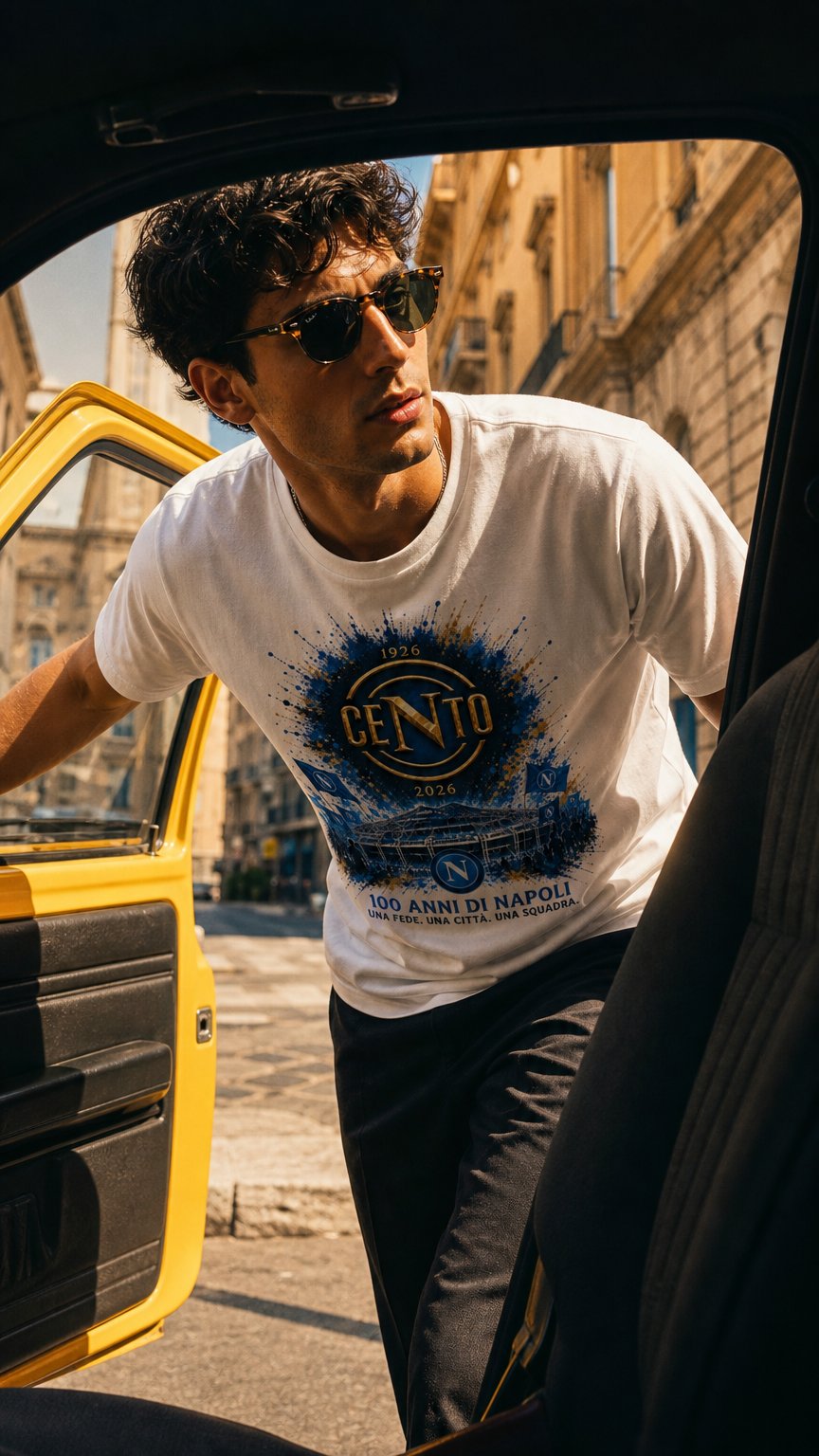 AI product shot of T-shirt Centenario Azzurro – Edizione Limitata Gale Sport