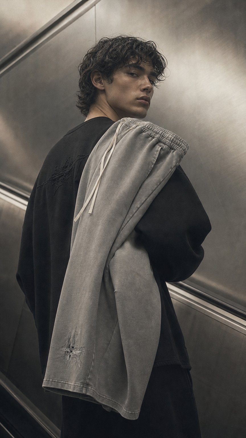 AI product shot of Unisex Mineral Wash Barrel Leg Pants