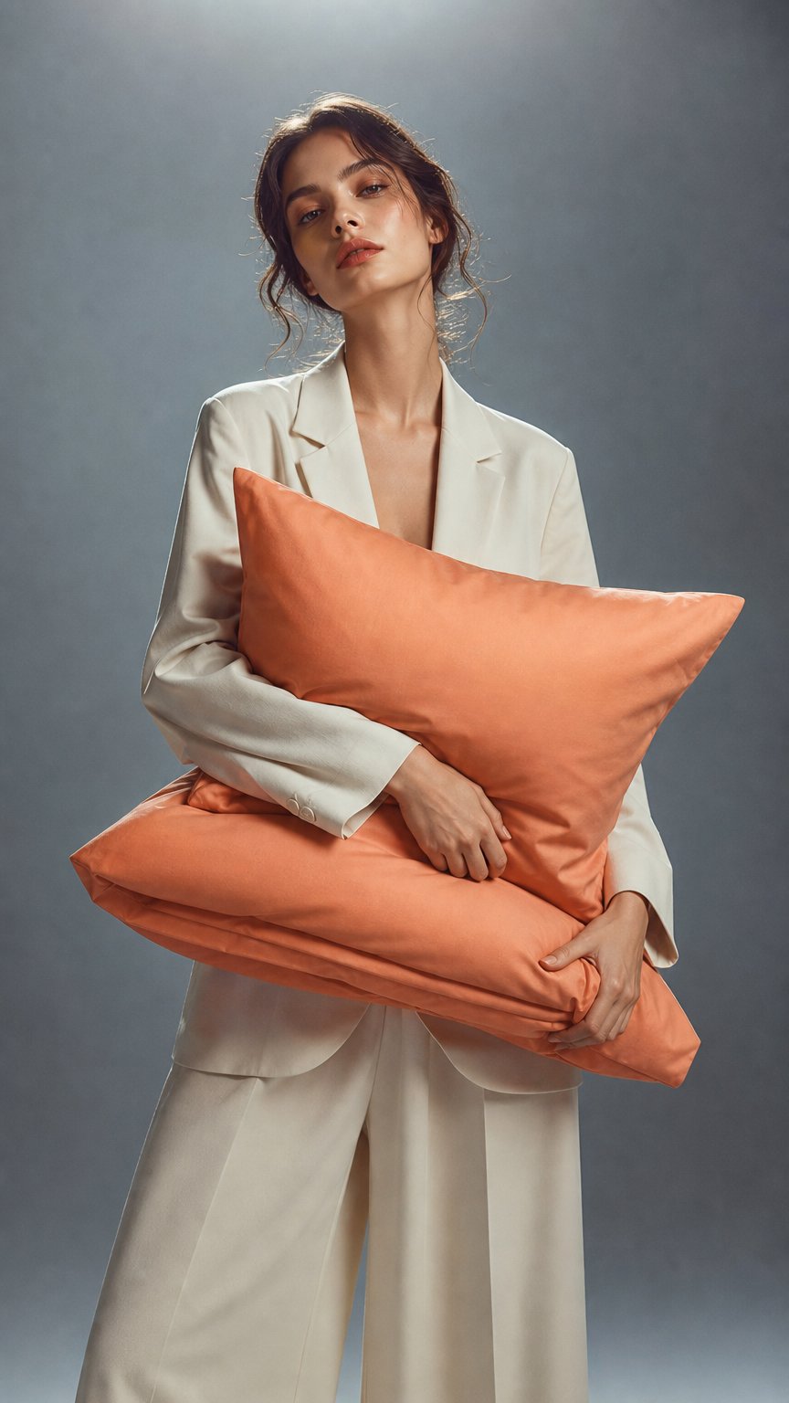 AI product shot of RIVA PEACH Satinbettwäsche